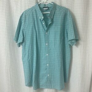 Columbia Sportswear Men’s Short Sleeve Button Down Shirt Teal Plaid Size XL